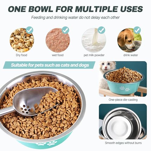 Stainless Steel Dog Bowls (Green / 3.6 Cups/29 OZ)