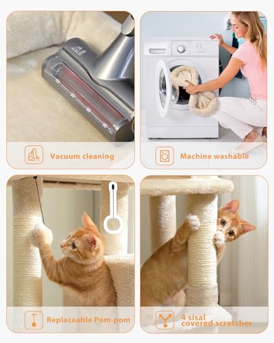 32" Small Cat Tree for Kittens & Small Cats (Beige / 46 Inches)