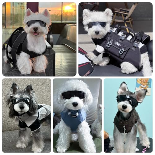 Dog Goggles for Small Dog Doggy Goggles with Adjustable Straps Anti (Black / Small)