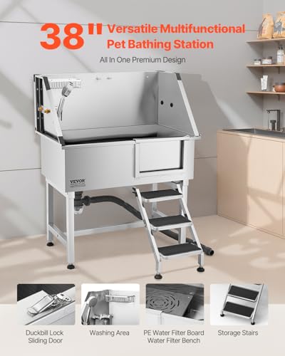 38 Inch Stainless Steel Dog Washing Station (Silver / 38 inch)