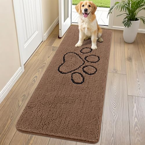 Dog Door Mat for Muddy Paws (70"X24" / Coffee and Black)