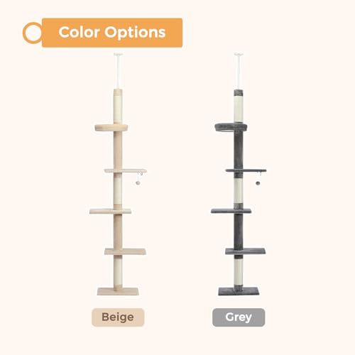 5 Tier Floor to Ceiling Cat Tree (61'' / Beige Single)
