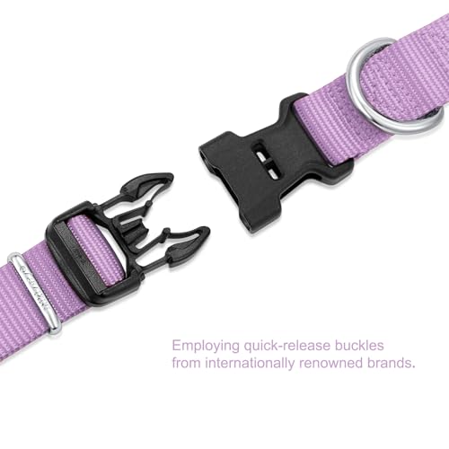 Nylon Dog Collar with Quick Release Buckle Soft Adjustable Sturdy for Small Medium Large Dogs Violet (Violet / L：17.5"-25.5")