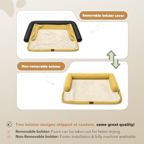 XXL Orthopedic Waterproof Dog Bed with Bolster for Extra Large Dogs (45.0"L x 35.0"W x 8.0"Th / Ginger)