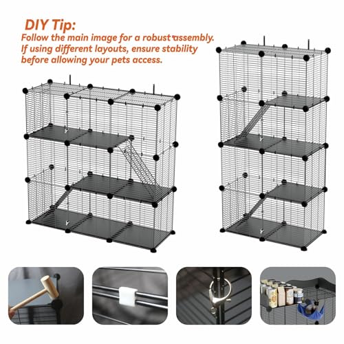 4 Tier Cat Cage Indoor (Extra Large - 41.3"L x 13.8"W x 55.1"H)