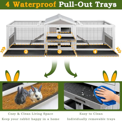 93" L Double Rabbit Hutch with Dual Runs (93.0"L x 22.1"W x 35.0"H)