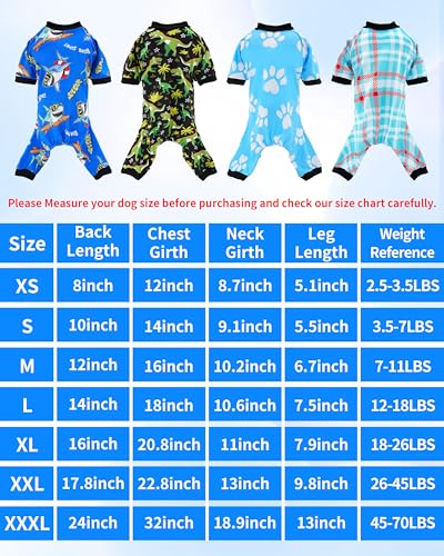4 Pack Blue Dog Pajamas for Large Dogs (XX-Large)