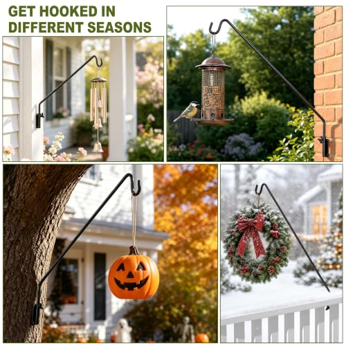 2 Packs Heavy Duty Extended Reach Wall Mounted Deck Hook Wall Pole (43in Long Wall Mounted Hook-2 Packs)