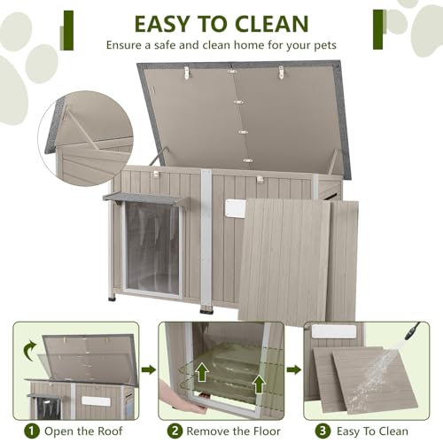 XL Wooden Dog House with Iron Frame for Medium to Large Dogs