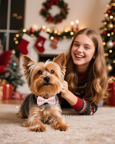 10 Pack Dog Bowties Christmas for Small Dogs Sliding on Collar (S/M)