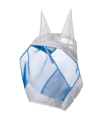 CareMaster Ergonomically Designed Thick Fleece Padding Fly Mask Half Face Hawaiian Blue (Silver/Blue / Extra Full (X-Large))