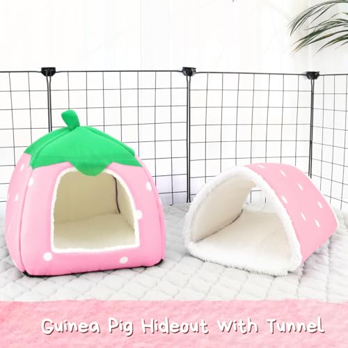 Guinea Pig Hideout with Tunnel (Pink strawberry)