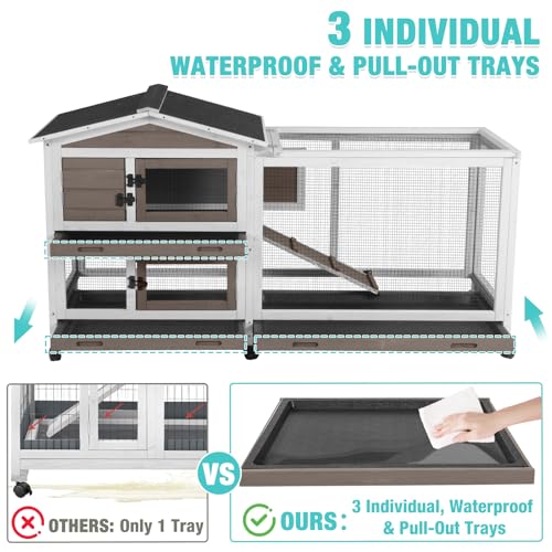 62" Rabbit Hutch with Chew ((Brown))