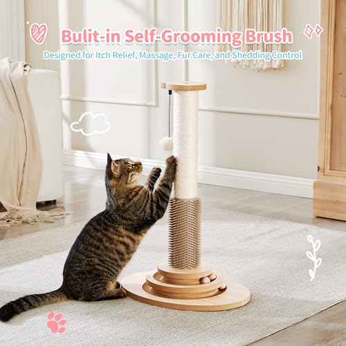 Made4Pets Cat Scratching Post for Indoor Cats with Self Groomer (23"H)