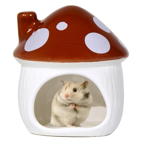 Ceramic Hide Hamster Hideout Small Pets Habitat House Accessories (Brown)