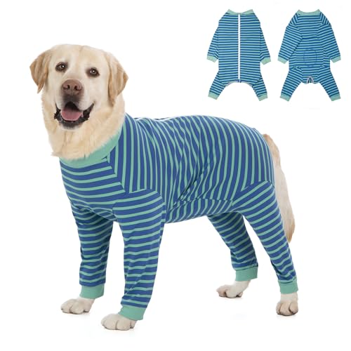 Dog Onesie Surgery Recovery Suit for Large Medium Bodysuit Dogs Pajamas PJS Full Body for Shedding (3XL / Blue Green)