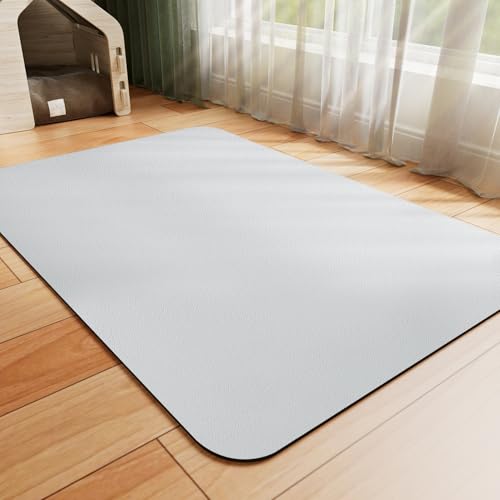Dog Food Mat Absorbent Cat Mat for Food and Water (Light Grey / 34"L x 18"W)