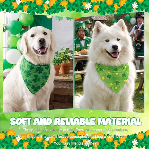 50 Pcs St Patrick's Day Dog Bandanas Bulk Green Shamrocks Bandanas for Dogs Triangle Kerchief Bibs Scarf for Pet Irish Costume Photo Props Pet Shops Groomer (St Patricks Day / 31.5 x 21.7 x 21.7")