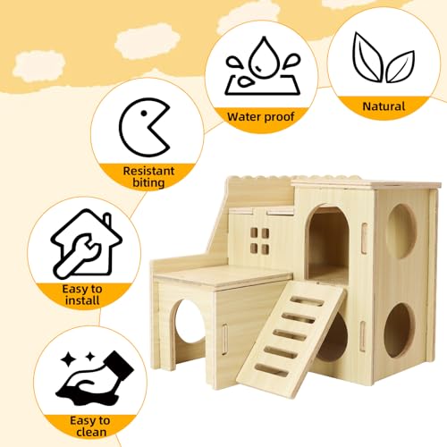 Tiny Hamster Maze Wood House with Slide House