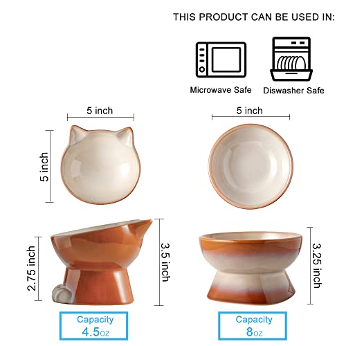 Elevated Cat Bowls (4.5 OZ+8 OZ / Brown)