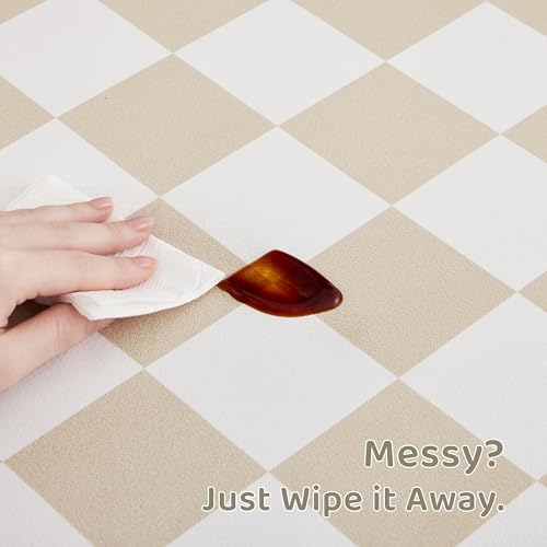 Checkered Dog Feeding Mat (19"L x 12"W / Beige)