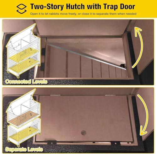 36" Rabbit Hutch Bunny Cage Indoor Outdoor Guinea Pig Cage 2 Story Wth Trap Door