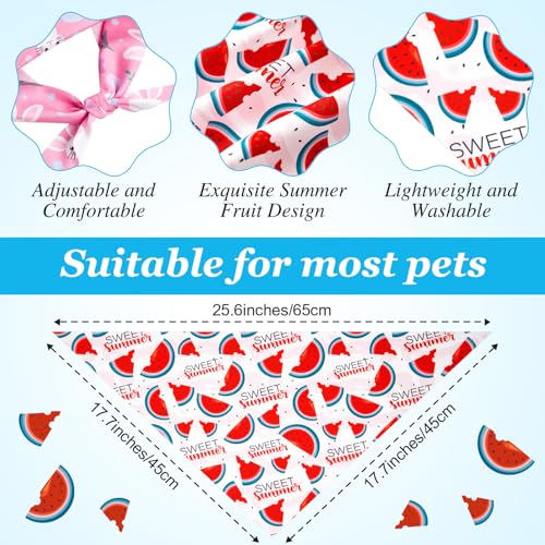 50 Pcs Fruit Dog Bandanas Bulk for Summer Soft Bibs Adjustable Triangle Pet Bandana for Small Medium Large Costume (Fruits Pattern / 25.6 x 17.7 x 17.7 Inch)