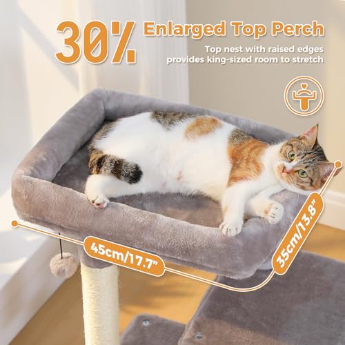 Cat Tree 35" Cat Tower with Dual Condos for Indoor Cats (Gray / 35 Inches)
