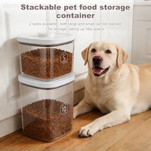 10Lbs 10.57Qt Airtight Dog Cat Food Storage Container and Dog Treat Containers BPA (White-10L-A)