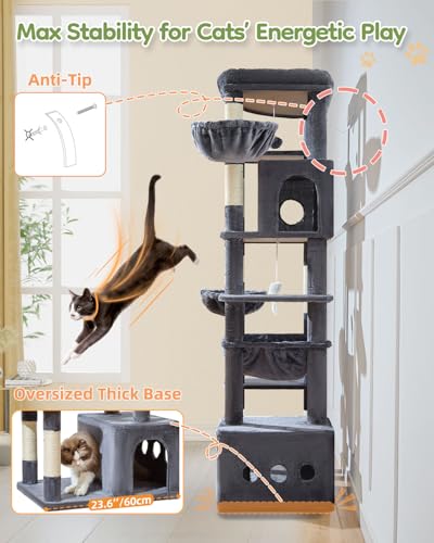 72 in Cat Tree (Smoke Gray)