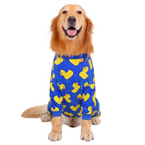 Dog Pajamas One Piece Light Comfy Pjs Pet Costume M (X-Large / Ducks Blue)