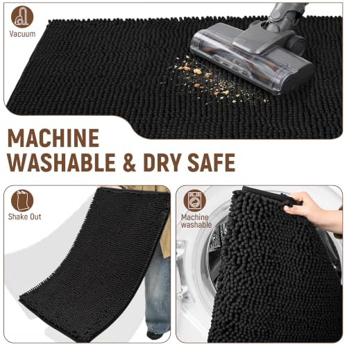 Absorbent Dog Door Mat for Muddy Paws (72"L x 36"W x 1" Th / Black)