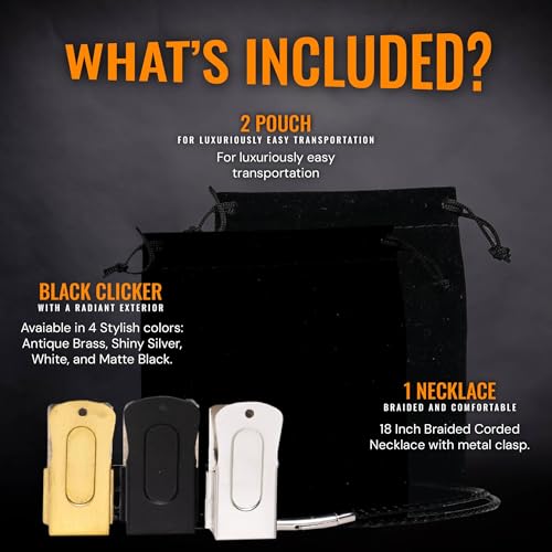 Metal Clickers for Dog Training (3 Pack / White, Gold, Black)
