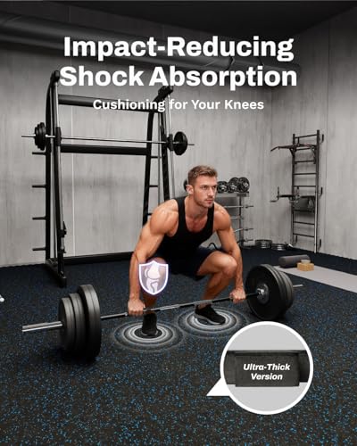 0.79" Thick Gym Flooring for Home Gym (Black/Blue / 72 Sq Ft (18 Tiles))