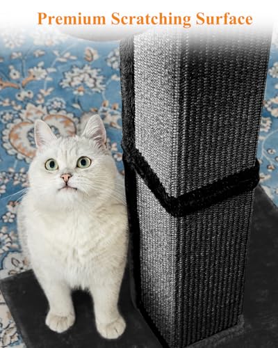 32" Cat Scratching Post with Perch for Indoor Cats Adults (Black)