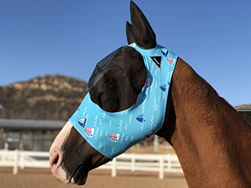 Horse Fly Mask Super Comfort Horse Fly Mask Elasticity Fly Mask with Ears We Only Make Products that Horses Like… (Sky Blue / M)