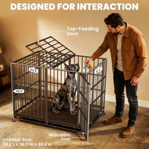 60 Inch Heavy Duty Dog Crate (Black / XX-Large)