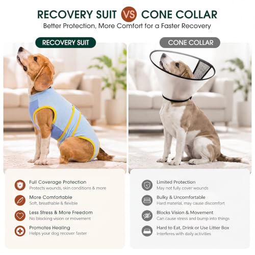 Recovery Suit for Dogs Cats (X-small (Back:8.3-11.4'', Weight:4-7 Lb) / Sky Zest)