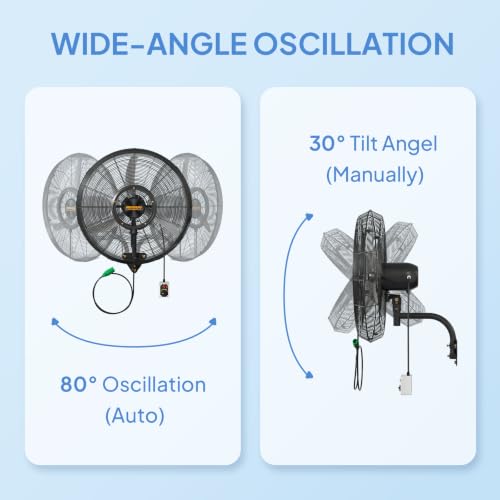 26" Wall Mount Mist Fan with Spray Ring & BLDC Motor