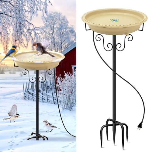 Heated Bird Bath for Outdoors Winter (Khaki)