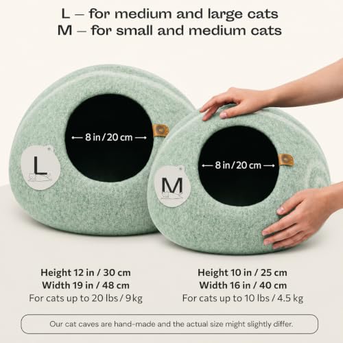 Cat Cave Merino Wool Bed for Indoor Cats (Pistachio / Large)