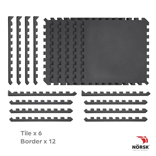Reversible 1 2" EVA Foam Gym Floor Tiles (24 Tiles - 96 Sq. Ft. / Gray/Black)