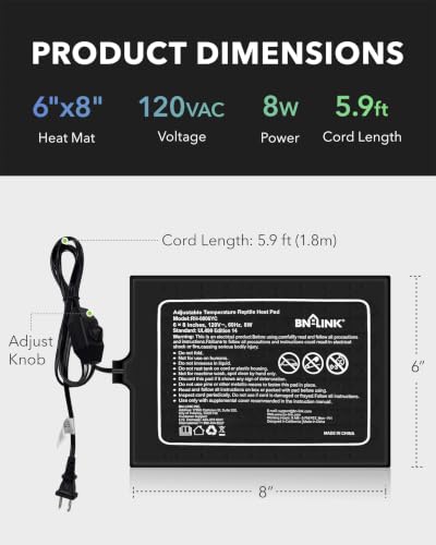 Reptile Heating Pad 6"X8" with Adjust Knob (6"X 8" with Adjust Knob)