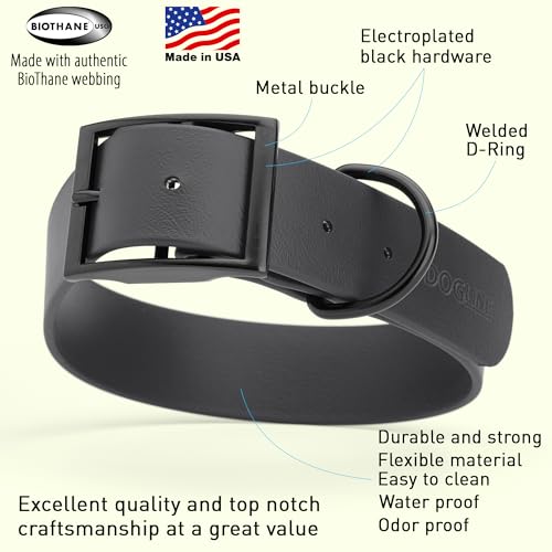 Biothane Waterproof Dog Collar Strong Coated Nylon Webbing with Black Hardware Odor