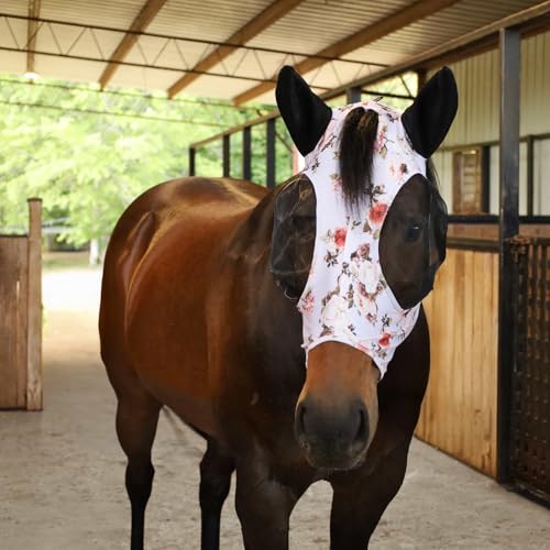 Lycra Horse Fly Mask w (Rose Garden / Oversize)