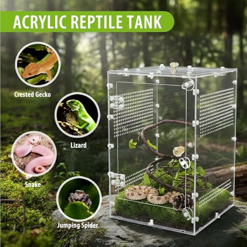 Reptile Enclosure 10 Gallon for Crested Gecko (X Large-18''x12''x12'')