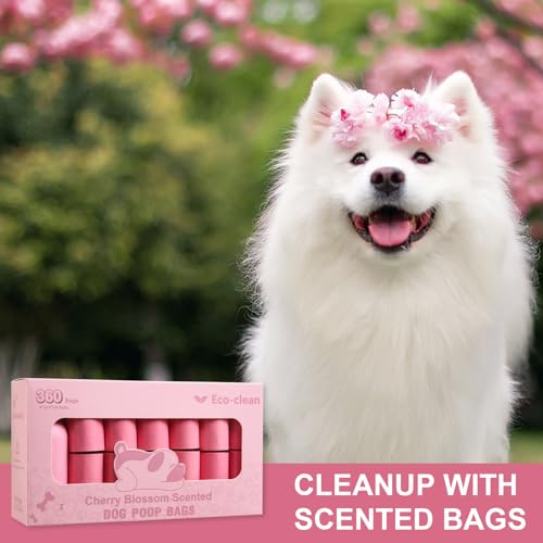 Dog Poop Bags with Dispenser (Pink-Scented)