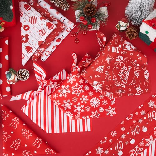 50 Pcs White and Red Dog Bandanas Bulk Polka Dots Stripes Snowflake Bandanas for Dog Triangle Kerchief Bibs Scarf for Pet Party Costume Photo Props Accessories (Red White Christmas / 25.6 x 17.7 x 17.7")