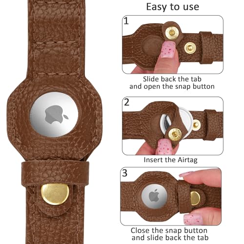 Leather Airtag Dog Collar (Brown / XL, 20"-25" Neck Fit)