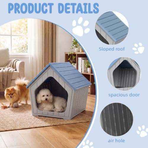 Outdoor Indoor Dog House for Small Dogs Dog House for Weatherproof and Stylish Furniture Multi (Blue / 23.43" L × 22.64" W × 22.8" H)